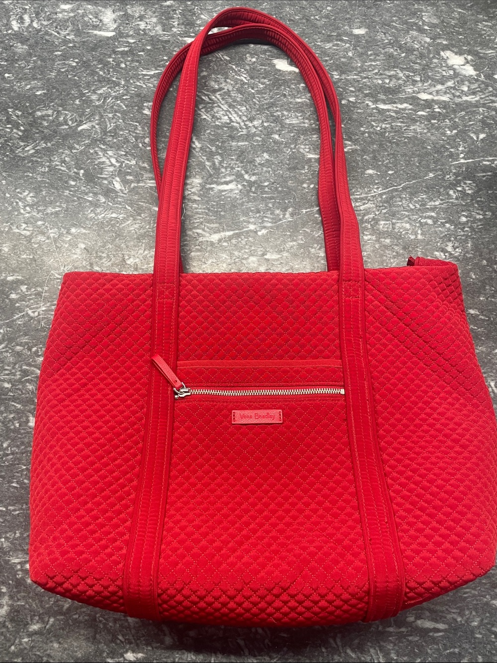 Vera Bradley Quilted Bright Red Tote with Exterior Zip Pocket